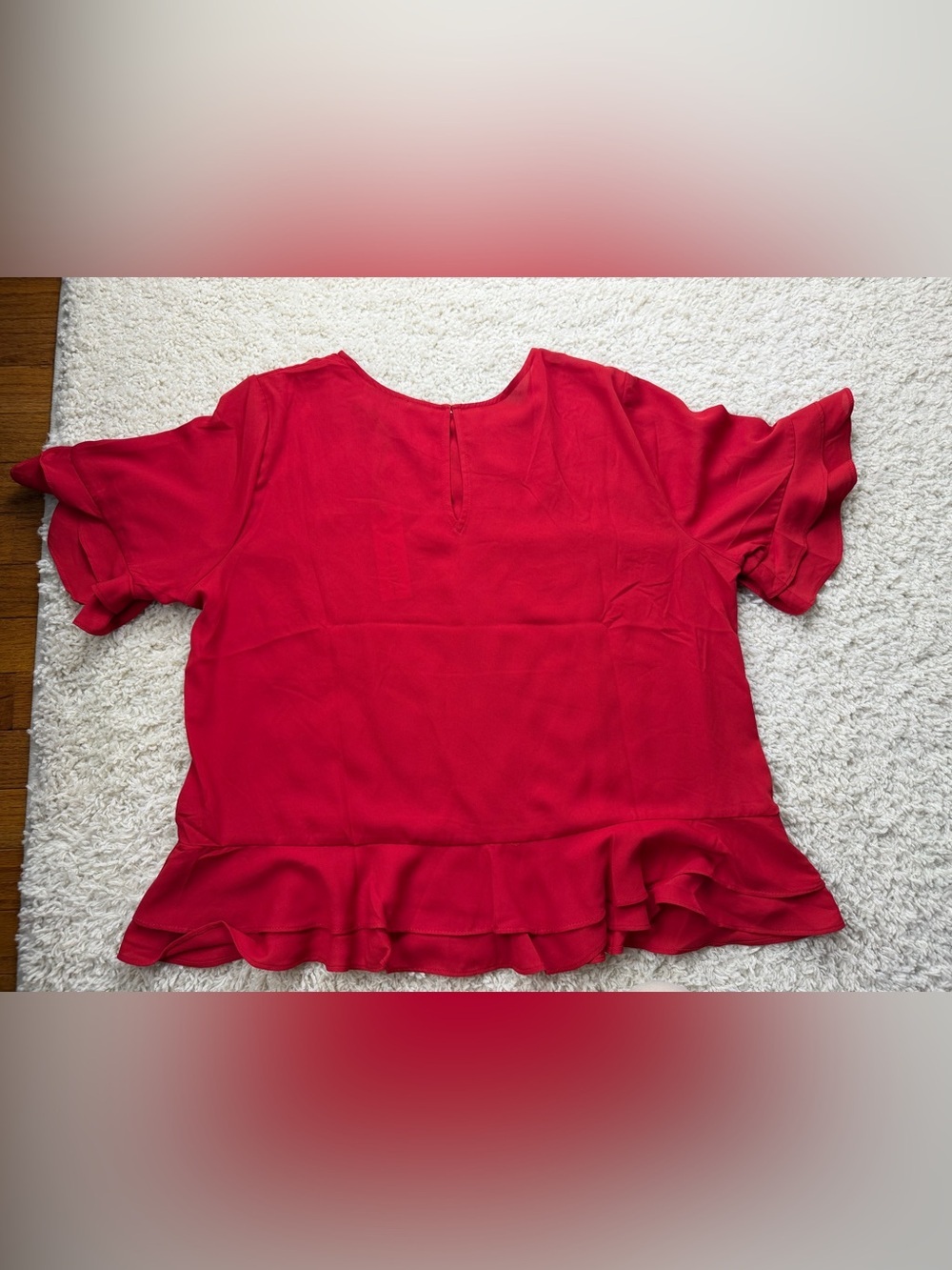 Women's XL Red Ruffle Hem Top NWT - Picture 2 of 6